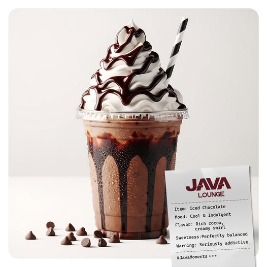 Java Lounge Iced Chocolate — rich cocoa with a creamy swirl